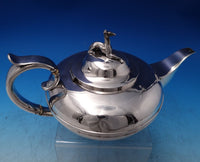 Harris Stanwood Coin Silver Tea Pot with 3-D Dog Finial 5" x 10" (#7455)