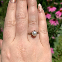 14k Rosey Yellow Gold 7mm Cultured Pearl Ring All Hand Engraved Size 8.25 #J6903