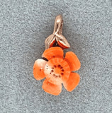 14k Rose Gold Pendant with Carved Genuine Natural Coral Flower Jewelry (#J7430)