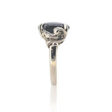 12k White Gold Genuine Natural Black Star Sapphire and Diamond Ring (#J7004)