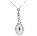 10k Gold Filigree Genuine Natural Rock Crystal Diamond Pendant w/Chain (#J6501)