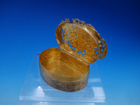English Sterling Silver Box Vermeil Pierced Lid Horse and Carriage (#4622)