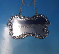 Sterling Silver Liquor Label "Sherry" Rococo Style #350 2 3/4" x 1 5/8" (#5041)