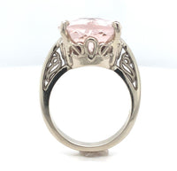 14k White Gold Large 10.85 Carat Genuine Natural Morganite Ring (#J6548)