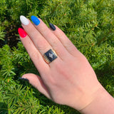 10k Gold Men's Genuine Natural Black Onyx and Diamond Ring Size 7 (#J6630)