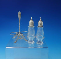 Jefferson by Lunt Sterling Silver Salt Pepper Shaker Pair Glass w/Carrier #5079