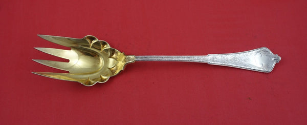 Persian by Tiffany & Co.  Sterling Silver Salad Serving Fork gold wash 10 1/2"