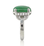 18k White Gold 4.17 Carat A Jadeite Jade and Diamond Ring w/ GIA Report (#J7014)