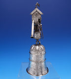 Dutch Sterling Silver Bell 3-D Clock Tower w/ Steps 3 Men Shield 8 3/4" (#7580)