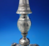 FDG .833 Silver Candlestick Pair Applied Flowers Ball Lion Feet c.1850 (#5522)
