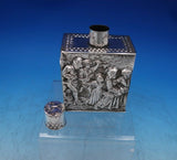 Dutch Sterling Silver Tea Caddy w/ Figural Dutch Scenes 5" x 3 1/2" x 2" (#6779)