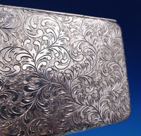 Bright-Cut .950 Silver Cigarette Case 6" x 3 1/8" 6 ozt. (#8285) Fabulous!