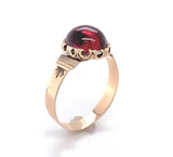Victorian 9k Yellow Gold Ring with 3.79ct Cabochon Genuine Natural Garnet #J6387