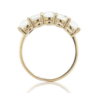14k Yellow Gold Genuine Natural Moonstone Five-Stone Band Ring Size 6.75 #J6801