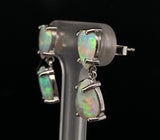 Platinum Pear Shape Genuine Natural Opal Drop Earrings with Lively Color #J6713