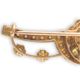 Victorian 12k Gold Mother of Pearl and Seed Pearl Flower Pin Brooch (#J6691)