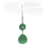 Pair of 18k White Gold GIA A Jadeite Jade Drop Earrings with Diamonds (#J6526)