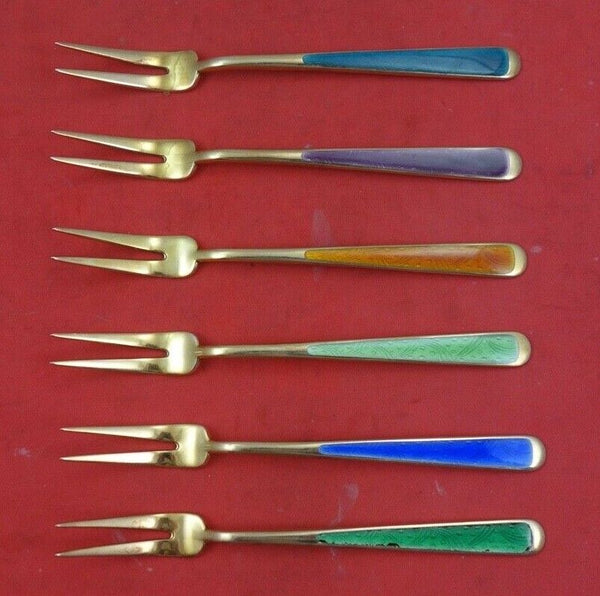 Norwegian Sterling Silver Cocktail Fork set of six  4 3/8"