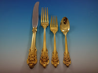 Golden Grande Baroque by Wallace Sterling Silver Flatware Set Dinner 57 pcs Gold