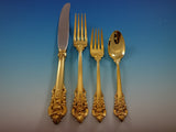 Golden Grande Baroque by Wallace Sterling Silver Flatware Set Dinner 57 pcs Gold