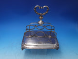 Silverplate Cruet Set 7 Piece with Footed Caddy and 6 Glass Bottles (#6489)