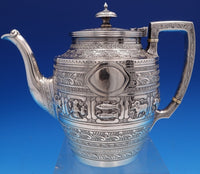 Zodiac English Sterling Silver Coffee Set 4pc includes Kettle on stand (#7881)