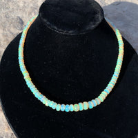 63 Carat Strand Genuine Natural Opal Beads 17.25" Long 14k Gold Clasp (#J6582)