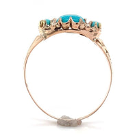10k Rose Gold Victorian Genuine Natural Turquoise Ring Size 7.25 (#J6562)