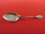 Whiting Sterling Silver Berry Spoon 3D Applied Flower, BC, Goldwashed Bowl 11"