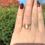 14k Yellow Gold 3.62 Carat Oval Cat's Eye Genuine Natural Moonstone Ring #J6463
