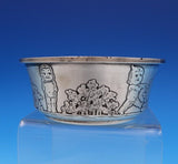 Matthews Co Sterling Silver Child's Bowl Acid Etched w/Kewpie and Bushes (#7661)