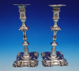 English Georgian Sterling Silver Candlestick Pair 9 1/4" 35.4 ozt. TW (#8975)