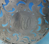 National Silver Co Glass Trivet Plate w/Sterling Silver Overlay Footed 7" #5495