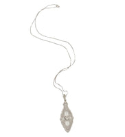 10k Gold Art Deco Genuine Natural Rock Crystal Quartz and Diamond Pendant #J7104