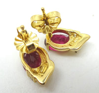 14k Gold Earrings with 1.54ct Genuine Natural Rubellite Tourmalines (#J1103)