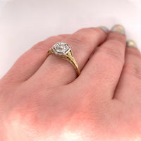 14k Yellow Gold Art Deco 1/3ct Genuine Natural Diamond Ring (#J5422)