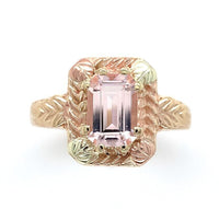 10k Tri-Color Gold Ring with 1.06 Carat Pink Genuine Natural Morganite (#J6465)