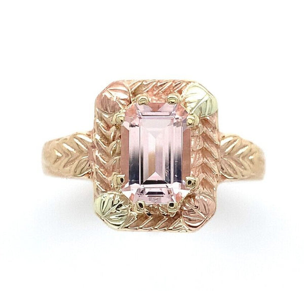 10k Tri-Color Gold Ring with 1.06 Carat Pink Genuine Natural Morganite (#J6465)