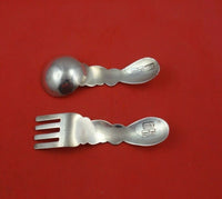 Sanborns Mexican Sterling Silver Baby Set 2pc Bunny Shaped Handles 4 1/4"