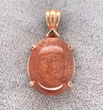 14k Rose Gold Pendant with 6.70ct Oval Genuine Natural Sunstone (#J7537)