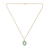 14k Yellow Gold 2.83 Carat Australian Genuine Opal Pendant w/ Emeralds (#J7450)