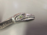Patty Fawn Sterling Silver Baby Spoon Narrower Inlay Abalone Eyes Lelooska Tribe