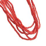 Multi-Strand Genuine Natural Ox Blood Coral Heishi Tube Bead Necklace (#J7329)