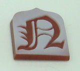 14K Gold Carved Agate Initial Pendant - You Choose Personalized New (#J2154)