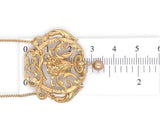 18k Gold French Bouquet of Flowers Necklace w/ Pearl Drop and 18k Chain (#J7528)