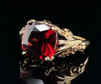 10k Yellow Gold 1.68ct Deep Red Genuine Natural Garnet Ring Size 6.25 (#J6386)