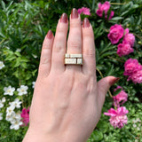 14k Yellow Gold Men's Modern Designer Ring with Brick Design Size 8.25 (#J7303)