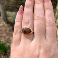 14k Yellow Gold Men's Genuine Natural Agate Ring Size 6.75 Jewelry (#J7244)