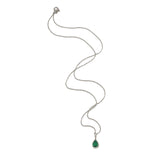 Platinum .46ct Pear Shape Genuine Natural Emerald Diamond Halo Pendant (#J7388)