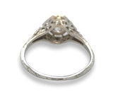 Art Deco 18k White Gold .60ct Genuine Natural Diamond Filigree Ring (#J6751)